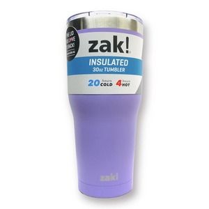 Zak! Designs 30 oz Double Wall Stainless Steel Tumbler Purple Lilac Cup Hot Cold